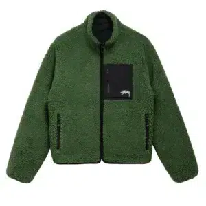 Stussy 8 Ball Green Sherpa Reversible Jacket – גקט פליז ירוק דו צדדי סטוסי